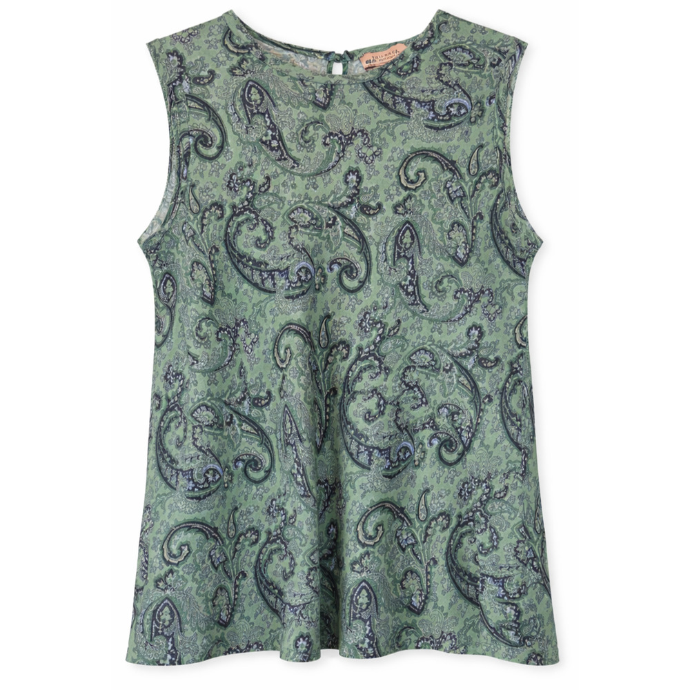 Rebecca Taylor Margaux Paisley Silk Blend Top Women’s 6 Green Sleeveless Blouse